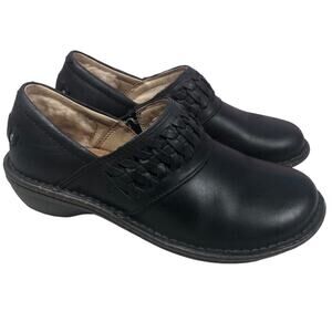 Ugg Anila black leather slip ons size 5